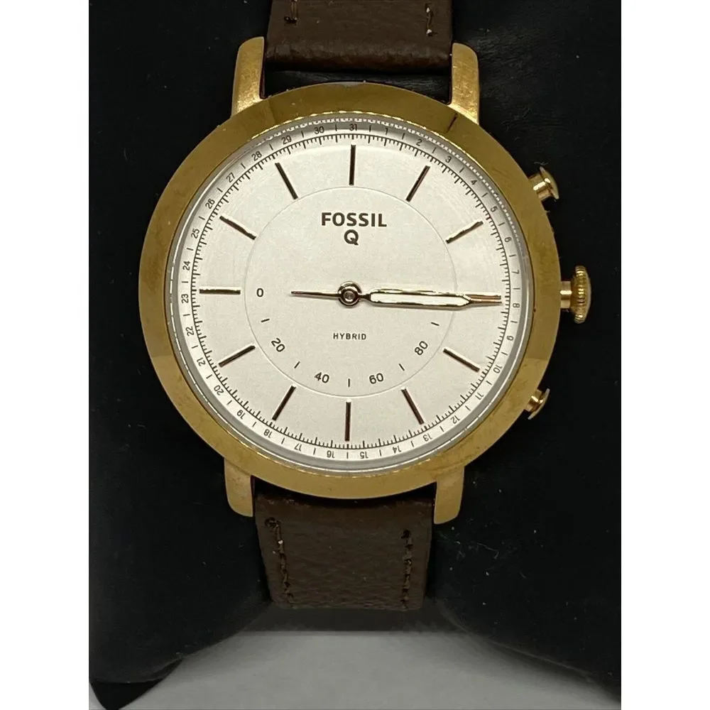 Fossil FTW5007 Women's Brown Leather White Analog Dial Hybrid Smartwatch XX769